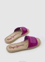 Women Light Plum Pepe Jeans Siva Berry Leather Sandals 60J40680 - Image 4