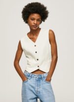 Women Mousse Pepe Jeans Combined Fabric Waistcoat 60J40346 - Image 2