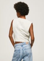 Women Mousse Pepe Jeans Combined Fabric Waistcoat 60J40346 - Image 4