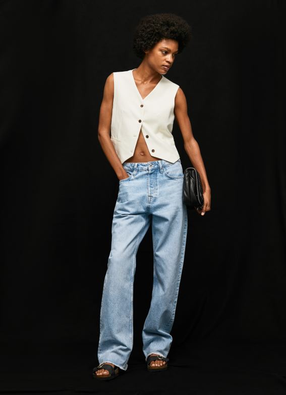 women_mousse_pepe_jeans_combined_fabric_waistcoat_60j40346.jpg Women Mousse Pepe Jeans Combined Fabric Waistcoat 60J40346 - Image 1