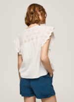 Women Mousse Pepe Jeans Cotton Blouse With Openwork Details 60J40342 - Image 4
