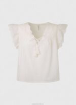 Women Mousse Pepe Jeans Cotton Blouse With Openwork Details 60J40342 - Image 5
