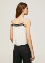 Women Mousse Pepe Jeans Cotton Top With Crochet Details 60J40335 - Image 4