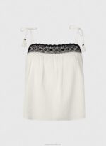 Women Mousse Pepe Jeans Cotton Top With Crochet Details 60J40335 - Image 5