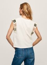 Women Mousse Pepe Jeans Crochet Sleeved T-Shirt 60J40464 - Image 4