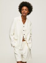 Women Mousse Pepe Jeans Linen Blazer With Double Neckline 60J40111 - Image 2