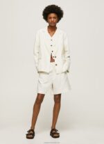 Women Mousse Pepe Jeans Linen Blazer With Double Neckline 60J40111