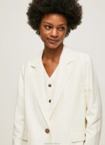 Women Mousse Pepe Jeans Linen Blazer With Double Neckline 60J40111 - Image 3