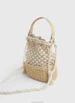 Women Mousse Pepe Jeans Macrame And Straw Bucket Bag 60J40740 - Image 3