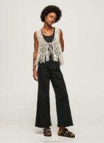 Women Mousse Pepe Jeans Macrame Waistcoat With Fringes 60J40135 - Image 2