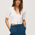 Women Mousse Pepe Jeans Ribbed Cardigan Shirt 60J40383