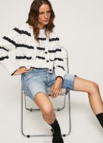 Women Mousse Pepe Jeans Striped Pattern Openwork Cardigan 60J40252