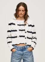 Women Mousse Pepe Jeans Striped Pattern Openwork Cardigan 60J40252 - Image 3