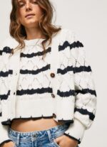 Women Mousse Pepe Jeans Striped Pattern Openwork Cardigan 60J40252 - Image 4