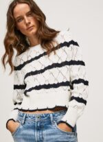 Women Mousse Pepe Jeans Striped Pattern Openwork Jersey 60J40251