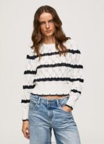 Women Mousse Pepe Jeans Striped Pattern Openwork Jersey 60J40251 - Image 3