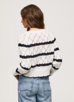Women Mousse Pepe Jeans Striped Pattern Openwork Jersey 60J40251 - Image 4