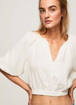 Women Mousse Pepe Jeans V-Neck Cropped Fit Top 60J40354