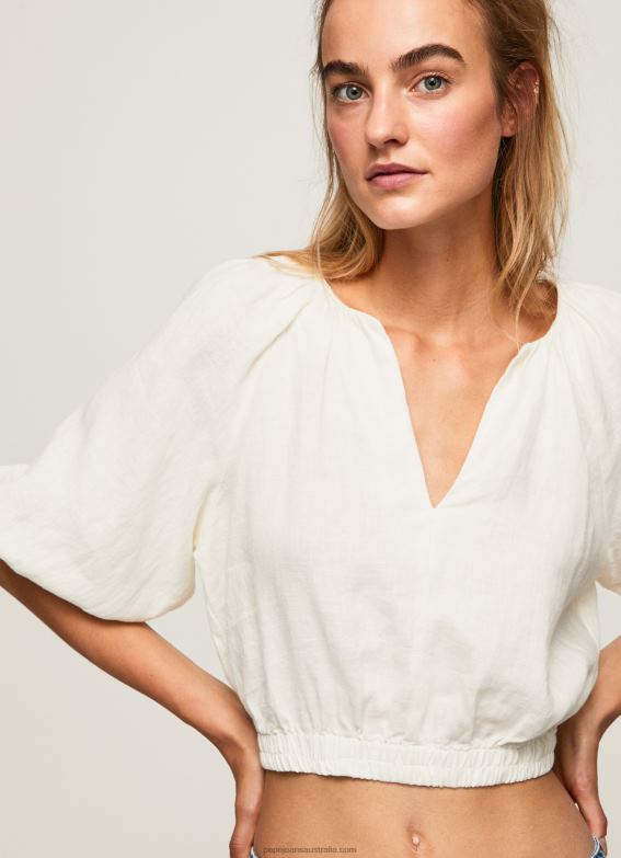 women_mousse_pepe_jeans_v_neck_cropped_fit_top_60j40354.jpg Women Mousse Pepe Jeans V-Neck Cropped Fit Top 60J40354 - Image 1