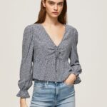 Women Multi Pepe Jeans All Over Logo Printed Blouse 60J40364