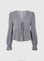 Women Multi Pepe Jeans All Over Logo Printed Blouse 60J40364 - Image 4