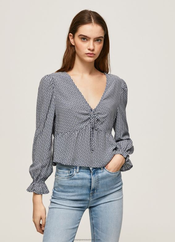 women_multi_pepe_jeans_all_over_logo_printed_blouse_60j40364.jpg Women Multi Pepe Jeans All Over Logo Printed Blouse 60J40364 - Image 1