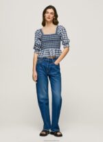 Women Multi Pepe Jeans Checkered Print Cropped Fit Top 60J40370 - Image 2