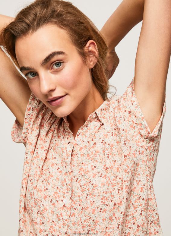 Women Multi Pepe Jeans Floral Short Sleeved Shirt 60J40356 - Image 3