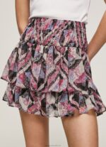Women Multi Pepe Jeans Flowing Skirt With Frills 60J40494 - Image 3