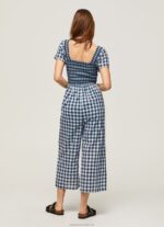 Women Multi Pepe Jeans Long Checkered Print Jumpsuit 60J40185 - Image 4