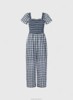 Women Multi Pepe Jeans Long Checkered Print Jumpsuit 60J40185 - Image 5