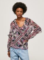 Women Multi Pepe Jeans Paisley Print Blouse With Ruffles 60J40376 - Image 2