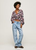 Women Multi Pepe Jeans Paisley Print Cropped Fit Top 60J40377 - Image 2