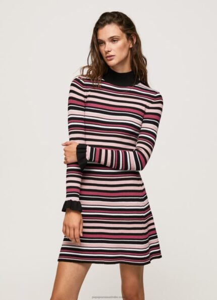 Women Multi Pepe Jeans Short Striped Knit Dress 60J40174