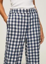 Women Multi Pepe Jeans Straight Gingham Checkered Trousers 60J40290 - Image 3
