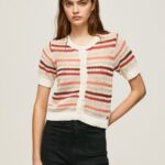 Women Multi Pepe Jeans Striped Print Cotton Cardigan 60J40235