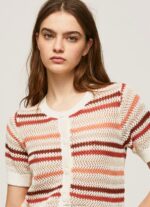 Women Multi Pepe Jeans Striped Print Cotton Cardigan 60J40235 - Image 3