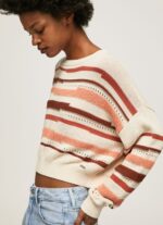 Women Multi Pepe Jeans Striped Print Cotton Sweater 60J40236