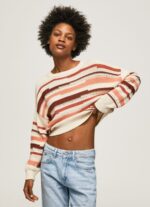 Women Multi Pepe Jeans Striped Print Cotton Sweater 60J40236 - Image 3