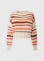 Women Multi Pepe Jeans Striped Print Cotton Sweater 60J40236 - Image 5