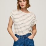 Women Multi Pepe Jeans Striped Print Linen T-Shirt 60J40447