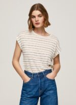 Women Multi Pepe Jeans Striped Print Linen T-Shirt 60J40447