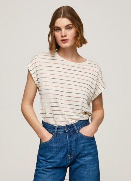 Women Multi Pepe Jeans Striped Print Linen T-Shirt 60J40447