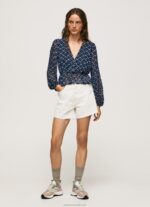Women Multi Pepe Jeans V-Neckline Cropped Fit Top 60J40358 - Image 2