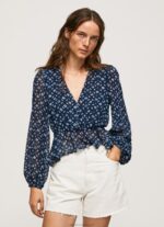 Women Multi Pepe Jeans V-Neckline Cropped Fit Top 60J40358