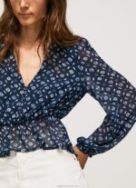 Women Multi Pepe Jeans V-Neckline Cropped Fit Top 60J40358 - Image 3