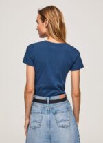 Women Navy Pepe Jeans Basic Logo T-Shirt 60J40470 - Image 4