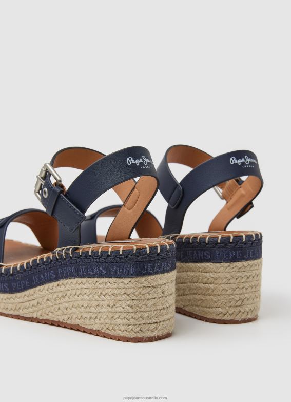 Women Navy Pepe Jeans Witney Brand Wedge Sandals 60J40650 - Image 4