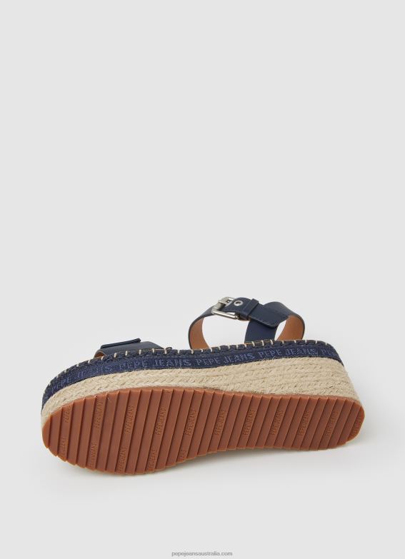 Women Navy Pepe Jeans Witney Brand Wedge Sandals 60J40650 - Image 5