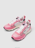 Women Neon Pink Pepe Jeans Brit Pro Neon Combined Sneakers 60J40577 - Image 3